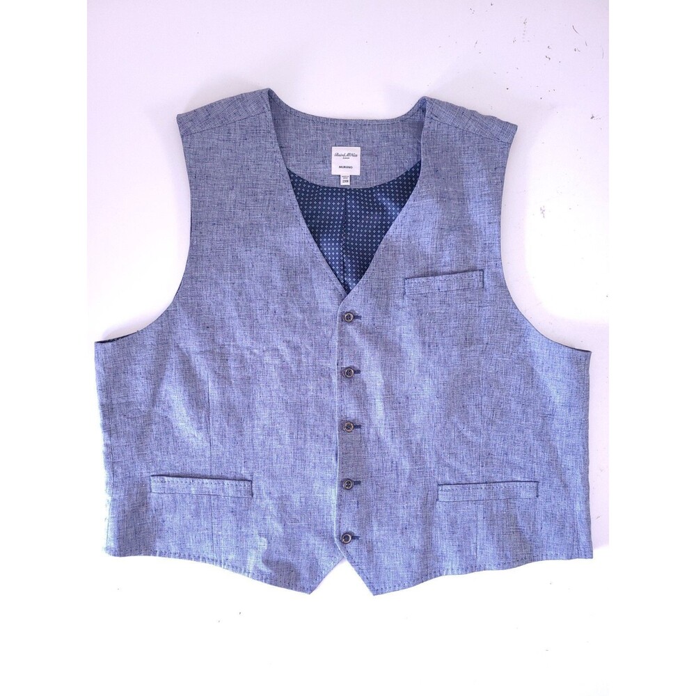 Baird McNutt 100% Linen Vest Size 2XB Blue Chambray Sleeveless